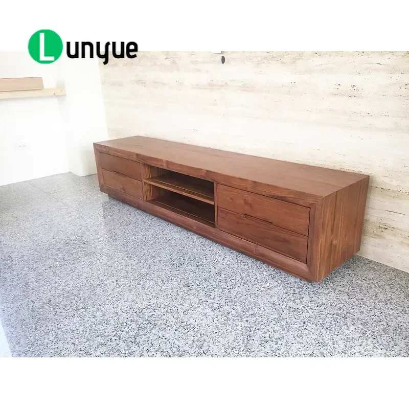 Modern Teak TV Cabinet 4 Drawers European Design Indonesian Legal Wood Sustainable Durable Living Room Furniture Storage