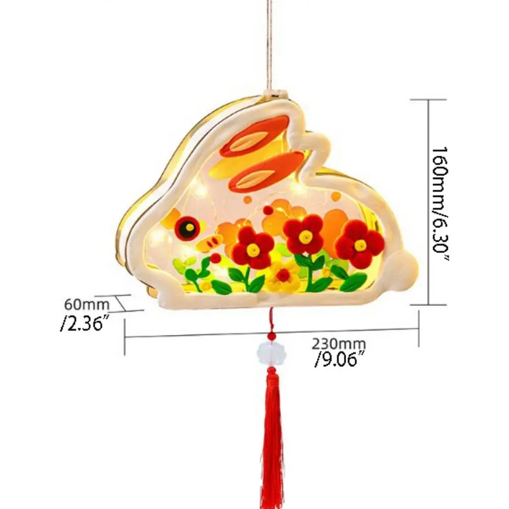 Linterna de flores de conejo DIY de dibujos animados hecha a mano fácil de instalar linterna de flores luminosa paquete de Material linterna de Festival de mediados de otoño