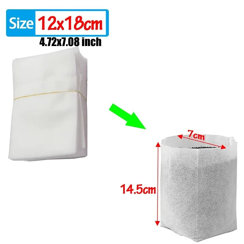 100PCS Biodegradable Non-woven Plant Grow Bag Nursery Seed Starter Pots for Home Garden Flowers Vegetables Gardening Accessories