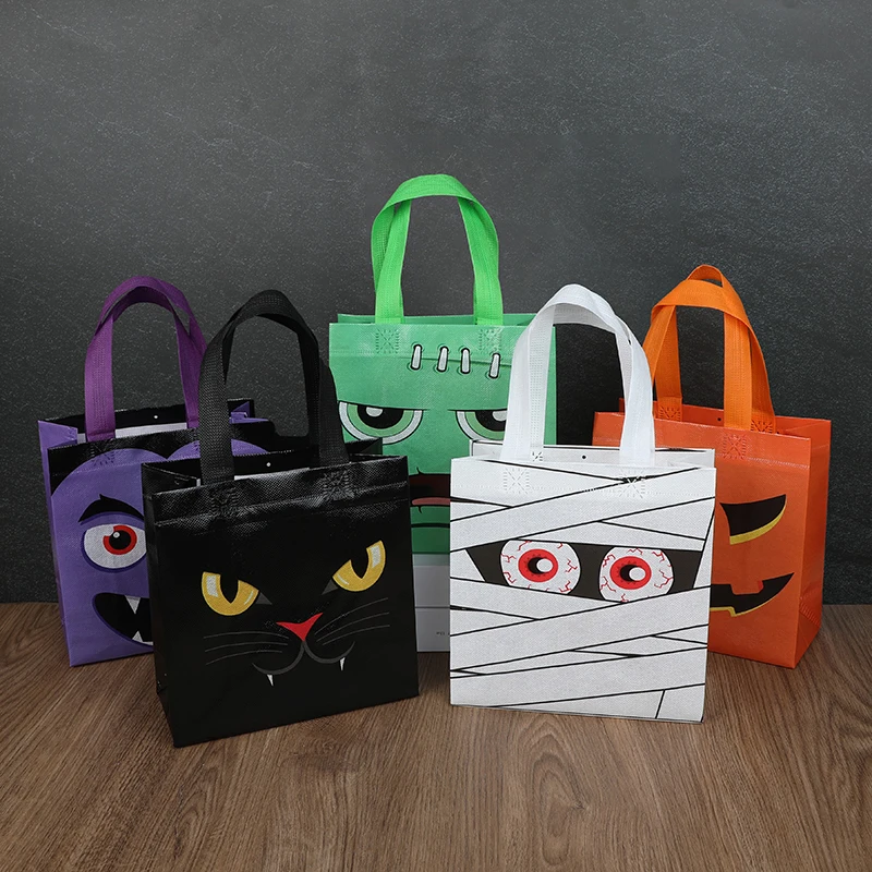 8-24Pcs Halloween Vlies Geschenk Taschen Kürbis Geist Süßigkeiten Snacks Verpackung Tasche Halloween Party Home Decor liefert Kinder Gefälligkeiten – Detail 4