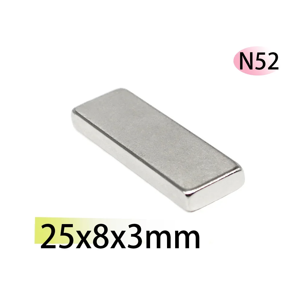 25x8x3 N52 N35 Neodymium Bar Block Strong Magnets Search Magnetic Bar Ndfeb 25*8*3 Fridge Motor Engine Customised Generator