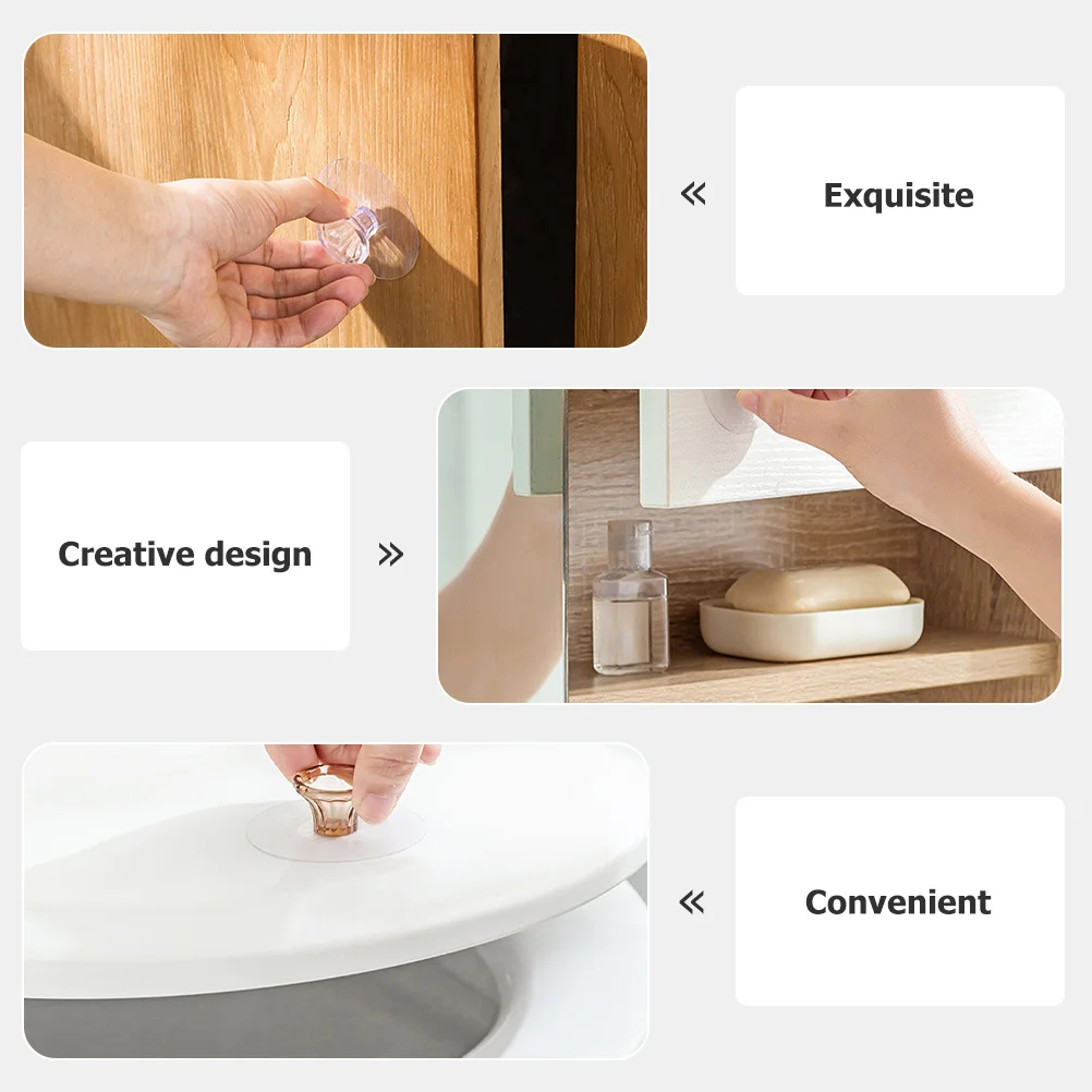 

6Pcs No Punching Adhesive Cabinet Knobs DIY Dresser Pulls PVC Door Handles Durable Elegant for Home Wardrobe Furniture