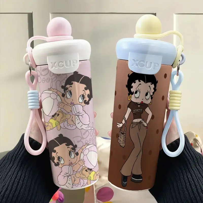 

600Ml Anime Betty Boop Water Cup Kawaii Thermos Cups Cartoon 316 Stainless Coffee Cups Portable Tourism Motion Bottle Kid Gifts