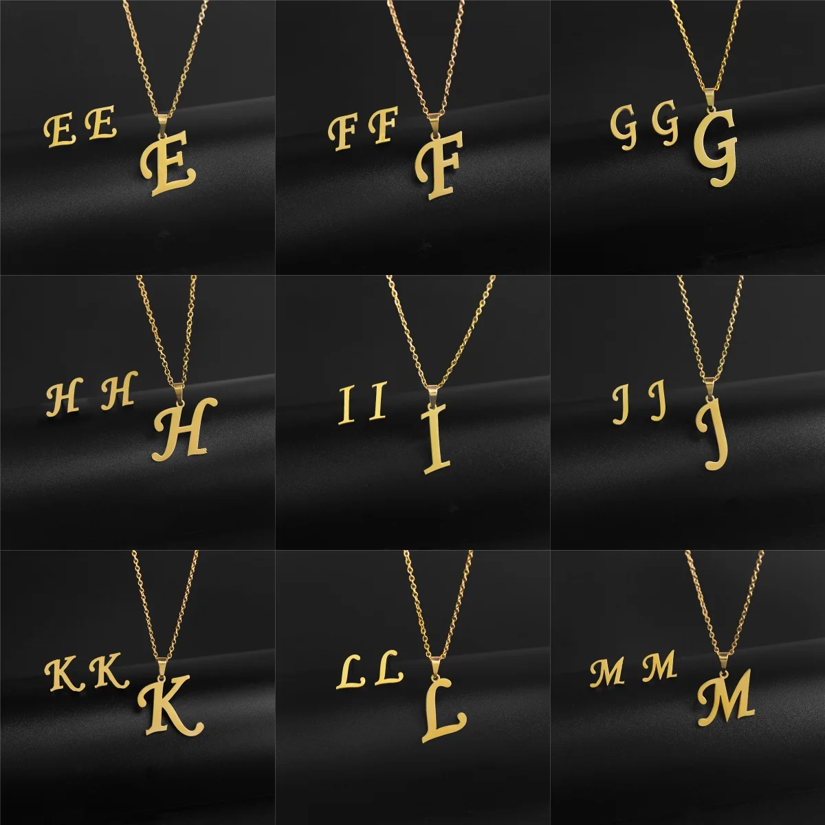 A-Z 26 الفولاذ المقاوم للصدأ الأولي قلادة وحلق مجموعة مجوهرات رسالة قلادة سلسلة الأبجدية أمي هدية عيد الميلاد