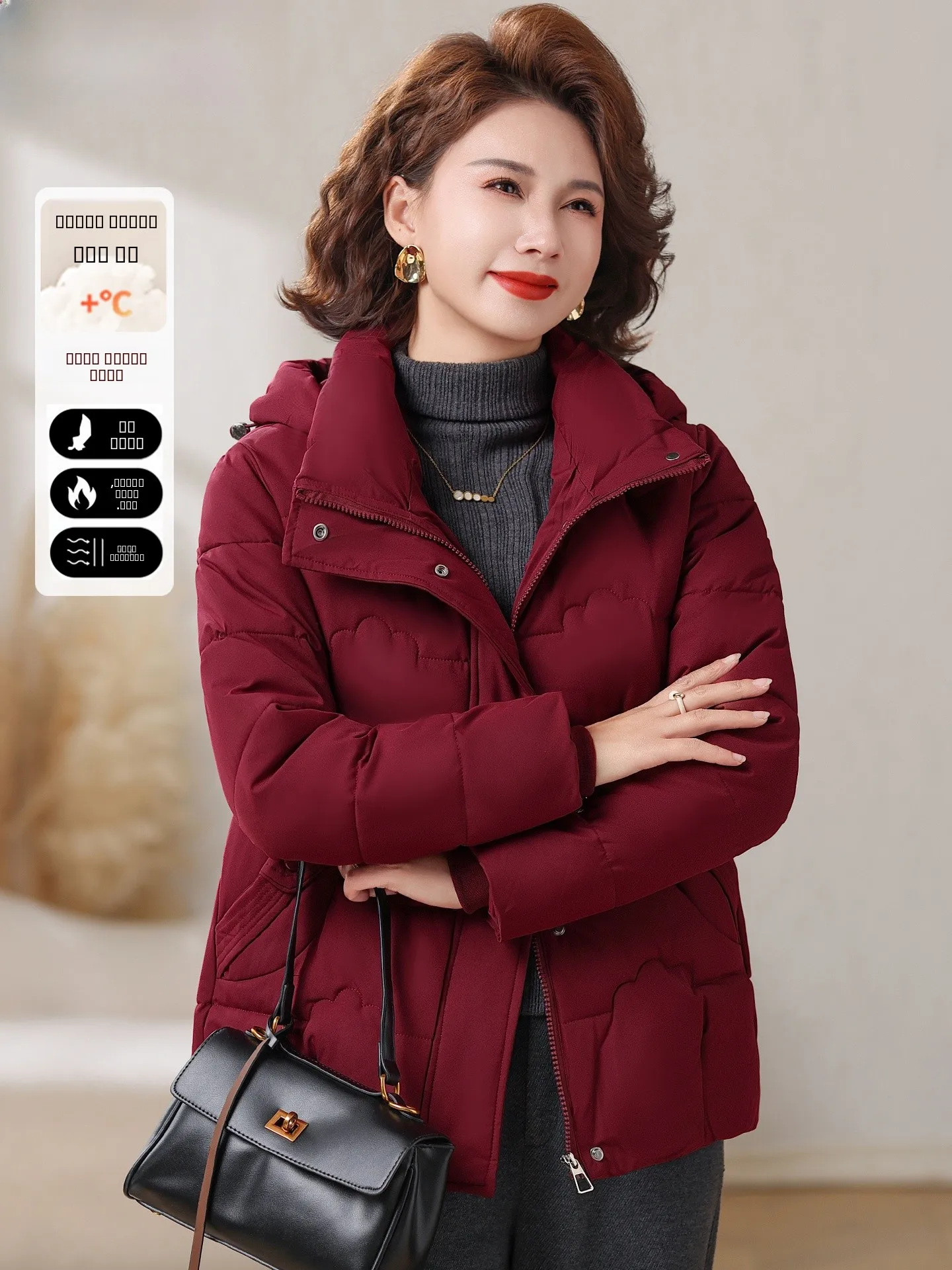 

Красная пуховая куртка из хлопка для женщин: модная, свободного кроя, зимняя, теплая, утолщенная, из полиэфирного волокна, на молнии, без капюшона