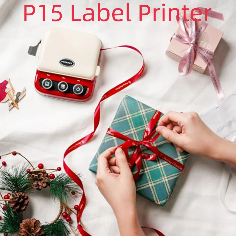 Phomemo P15 Label Printer Gift Label Printer Ribbon Label Printer Bluetooth-enabled Printing Rechargeable for Name Tag