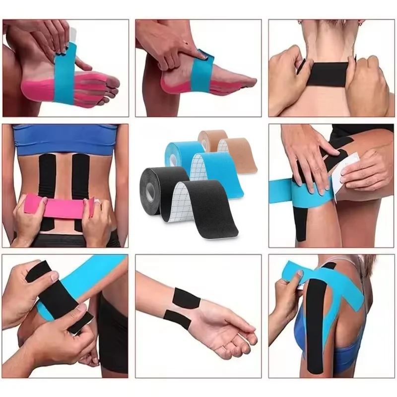 Kinesiologie-Tape für Athletische Erholung, Elastisches Tape zur Muskelschmerz-Linderung, Knieschoner, Fitness-Sportschutz