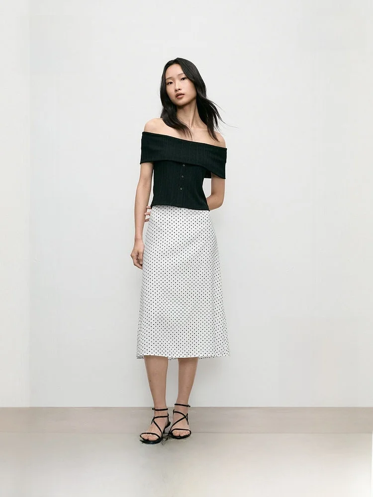 

Женская юбка средней длины в горошек Ele, повседневная юбка трапециевидной формы из полиэфирного волокна с высокой талией, повседневная юбка трапециевидной формы для свиданий H&M, женская мода