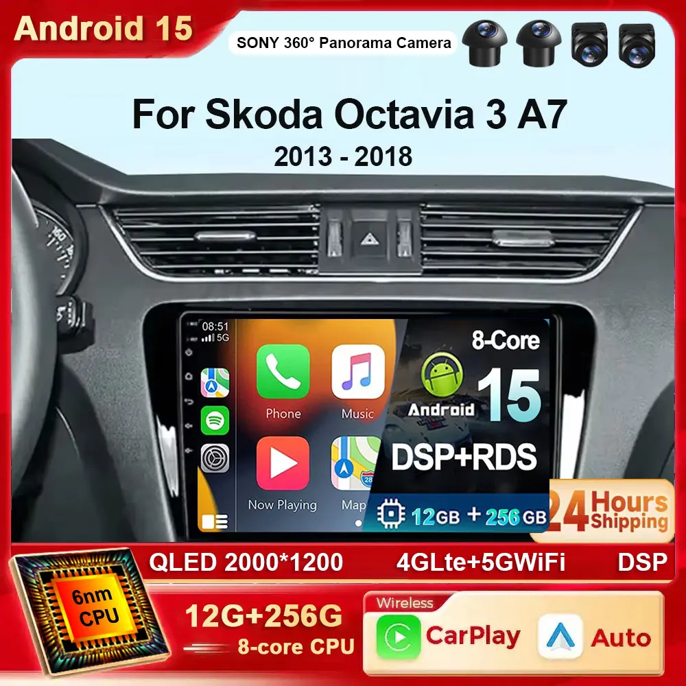 Android 15 Carplay Auto Auto Radio Für Volkswagen SKODA Octavia 3 A7 2013 2014 2015 2016 2017 2018 multimedia-Player Stereo GPS