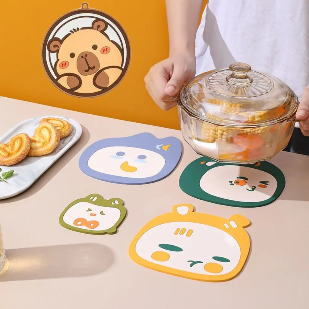 4PCS/SET Tableware Round Bear Coaster Anti Slip Waterproof Tea Cup Holder Cartoon Heat Resistant Coffee Cup Mats Home