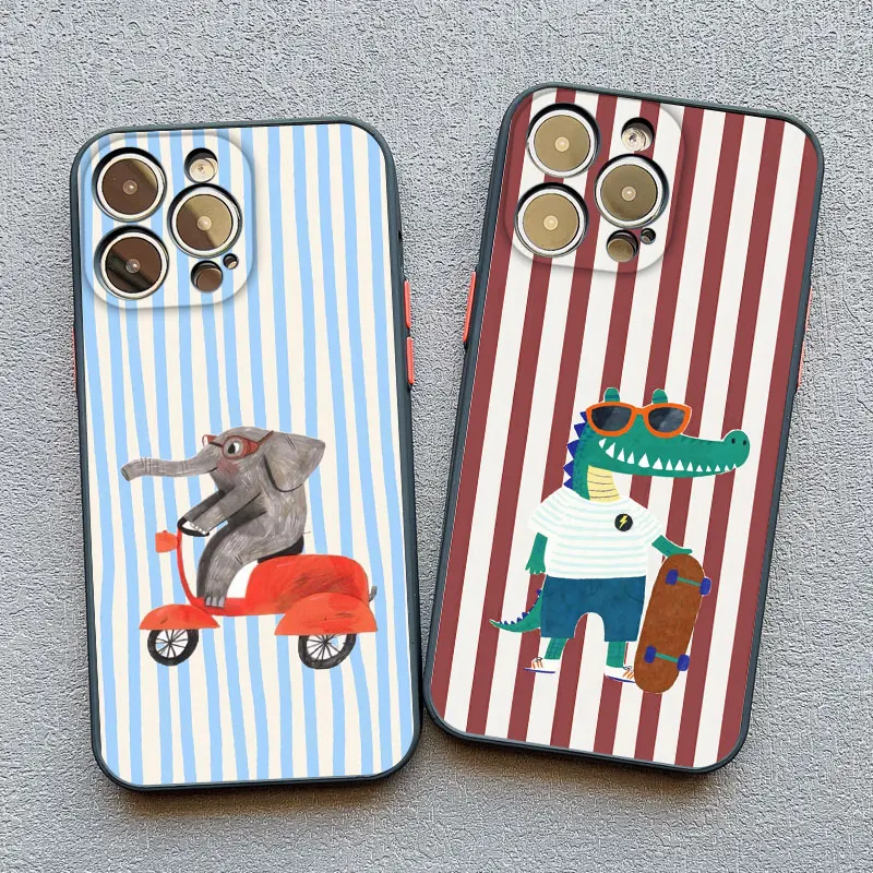 

Simple Cute Green And White Plaid Animal Phone Case for Iphone 13 12 Mini 11 Pro Max 17 16 15 14 Pro Max Plus XR XS X Covers