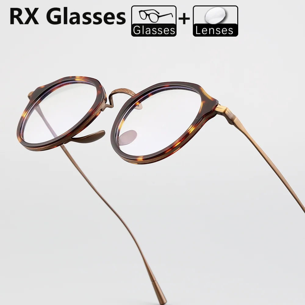 

RX Women Small Oval Pure Titanium Eyewear Prescription Glasses Myopia Hyperopia Lenses Anti-Reflection Progressive Optical