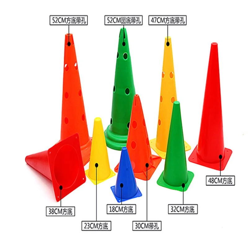 스포츠 및 엔터테인먼트 플래그 배럴, 작은 장애물 조절 가능한 내구성 마크 콘, 구멍이 있는 축구 민첩성 훈련 스포츠, 30-52cm