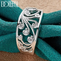 DOTEFFIL 925 Sterling Silver AAAAA Zircon Pattern Ring For Woman Fashion Wedding Engagement Party Gift Charm Jewelry