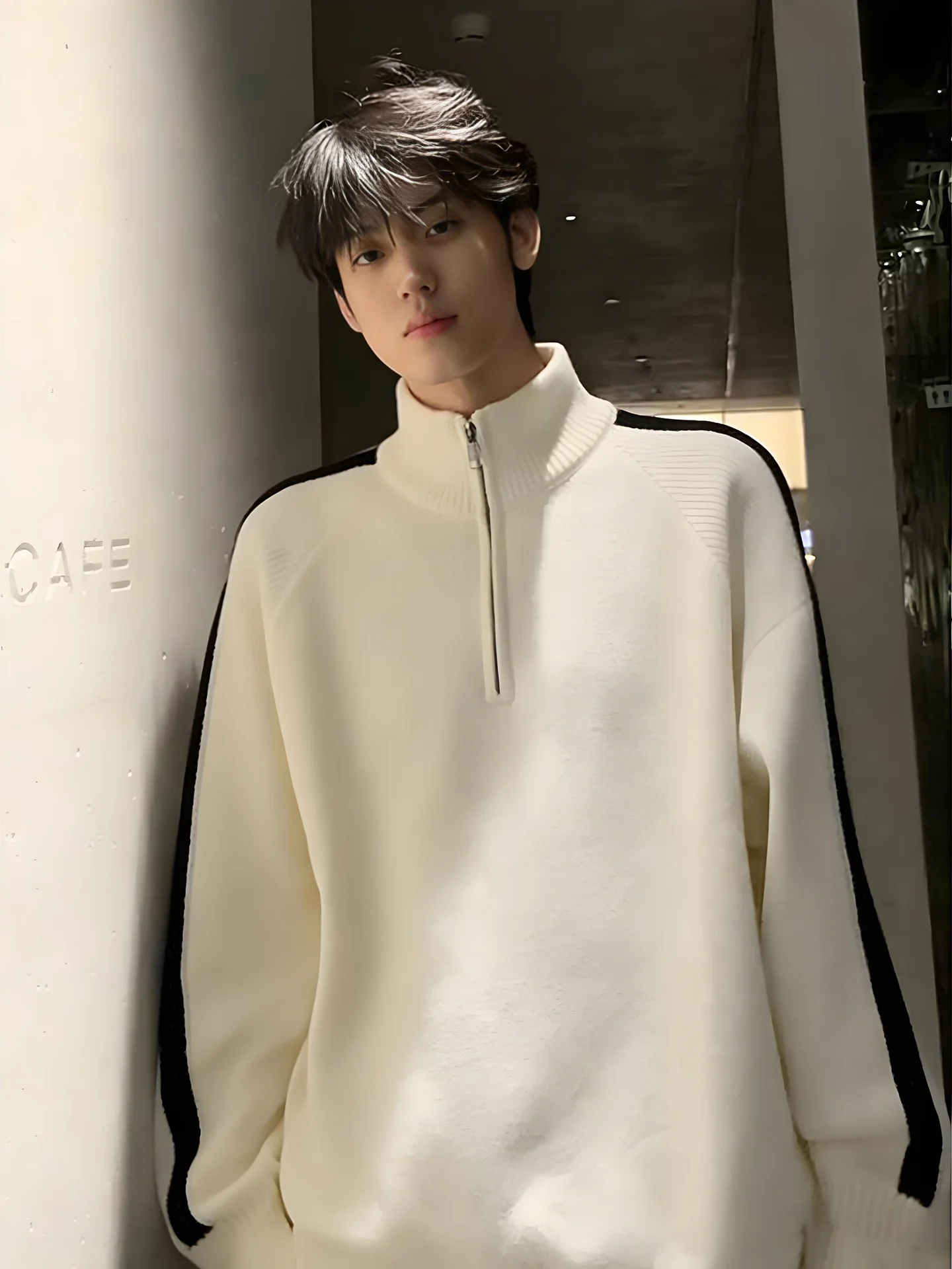 

Мужская зимняя повседневная куртка-жакет с высоким воротником на молнии, с флисовой подкладкой, в американском стиле, с вставками, трикотажная, для ношения под одеждой