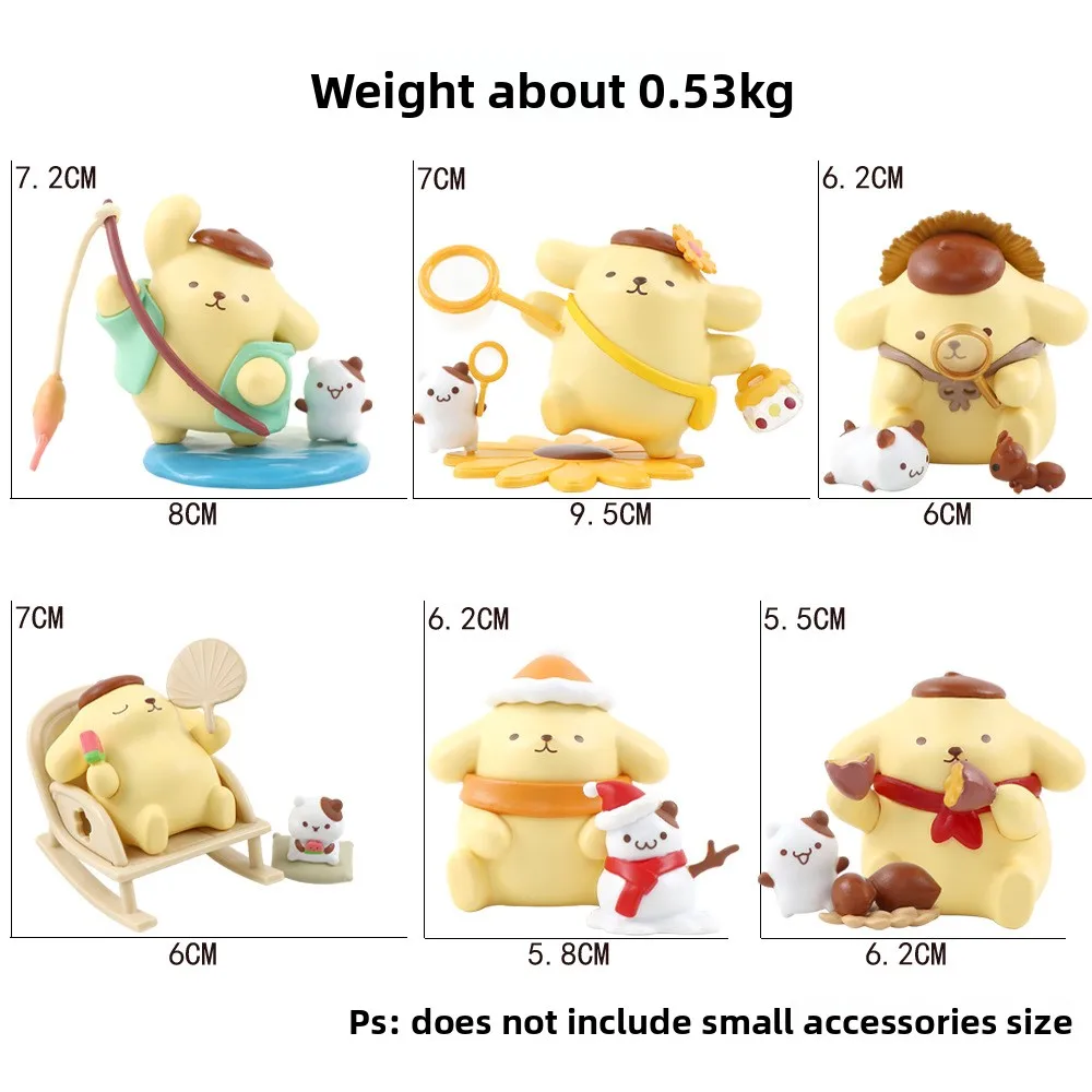 Bonito pudim cão infância quatro estações série caixa cega maré jogar sanrio figura periférica ornamento de mesa presente