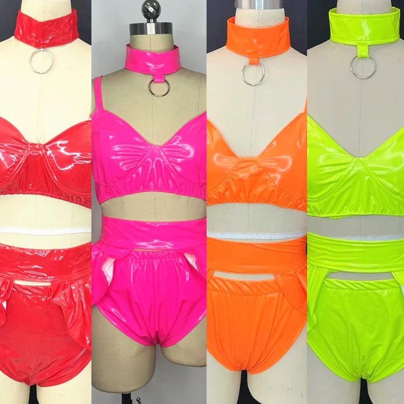

4-цветный сексуальный костюм для танца на пилоне, женский кожаный костюм для джазового танца, бар, ночной клуб, DJ Gogo, одежда для выступлений на сцене, XS10016