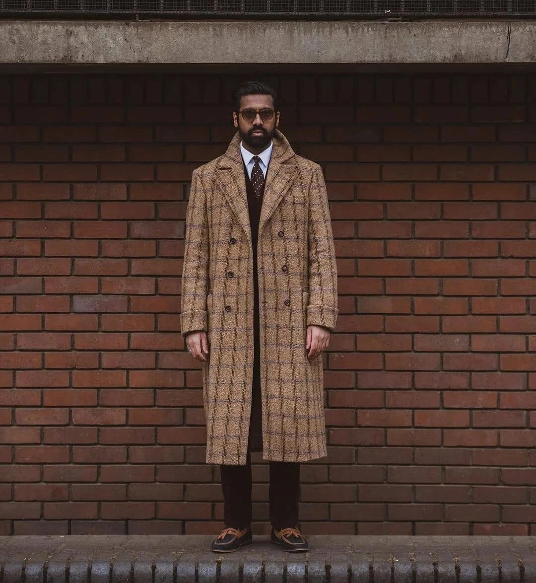 เสื้อโค้ทผู้ชายผ้าลายสก็อตแบบชิ้นเดียว แจ็คเก็ตโอเวอร์โค้ทสำหรับฤดูหนาว อุ่นสบาย ติดกระดุม แฟชั่นสำหรับงานแต่งงาน เจ้าบ่าว สั่งตัดได้