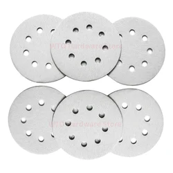 50PCS 5 Inch 8 Hole White Sanding Discs Hook&Loop Self-adhesives Sanding Disc Random Orbit Sandpaper for Grinding,60-1000 Grits