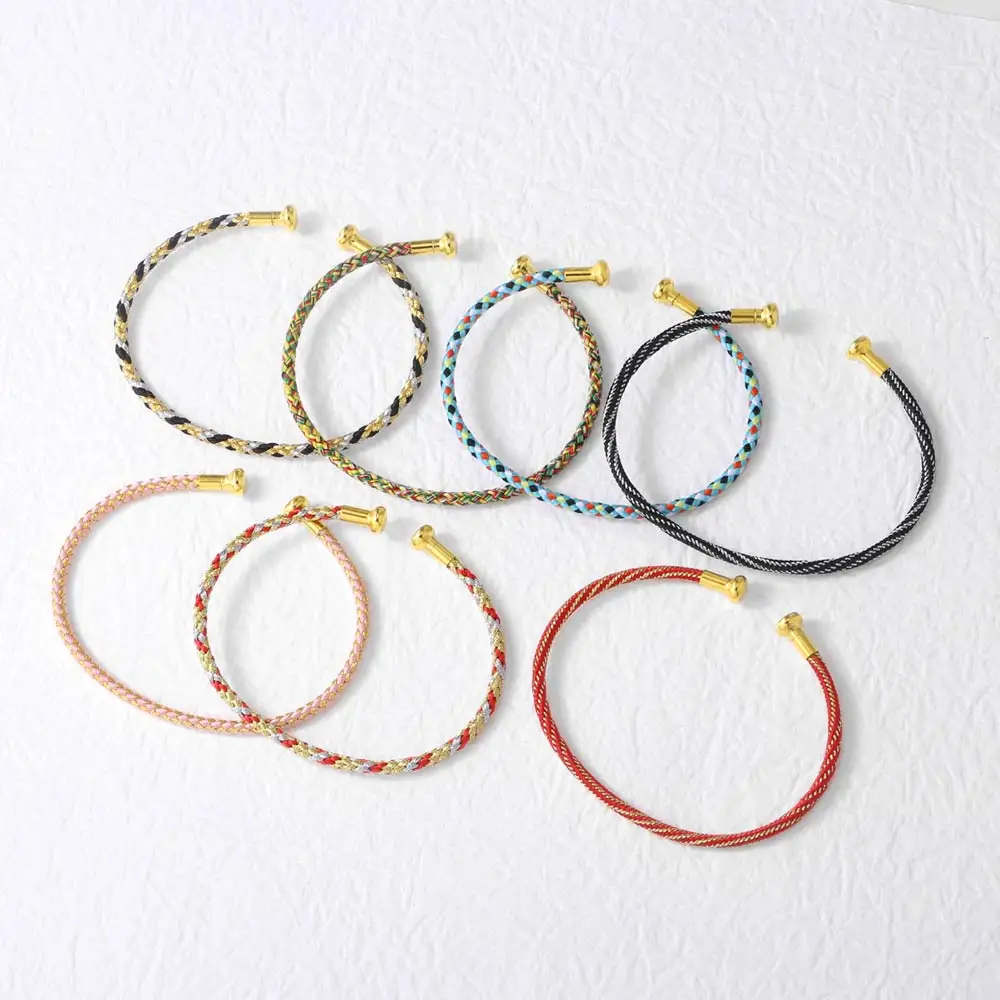 OCESRIO Fashion Multicolor Cord Bracelet Wrist Chain Thread String Adjustable Copper Jewelry Making Findings Wholesale brtg68