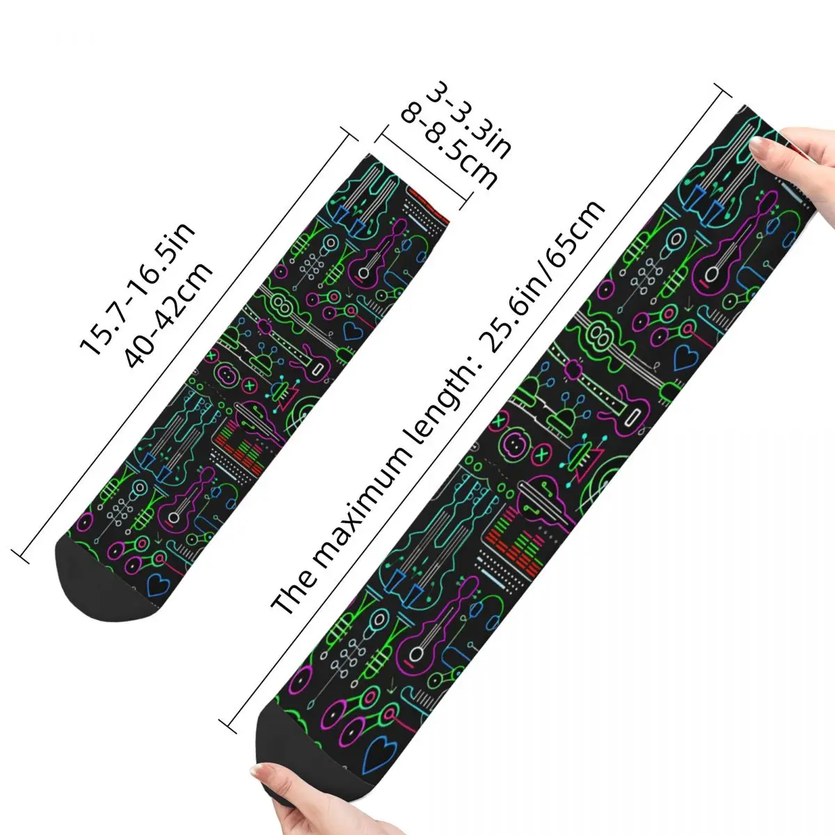 Funny Crazy Sock for Men Step Art Hip Hop Rock And Roll Music Breathable Pattern Printed Crew Sock Novelty Gift