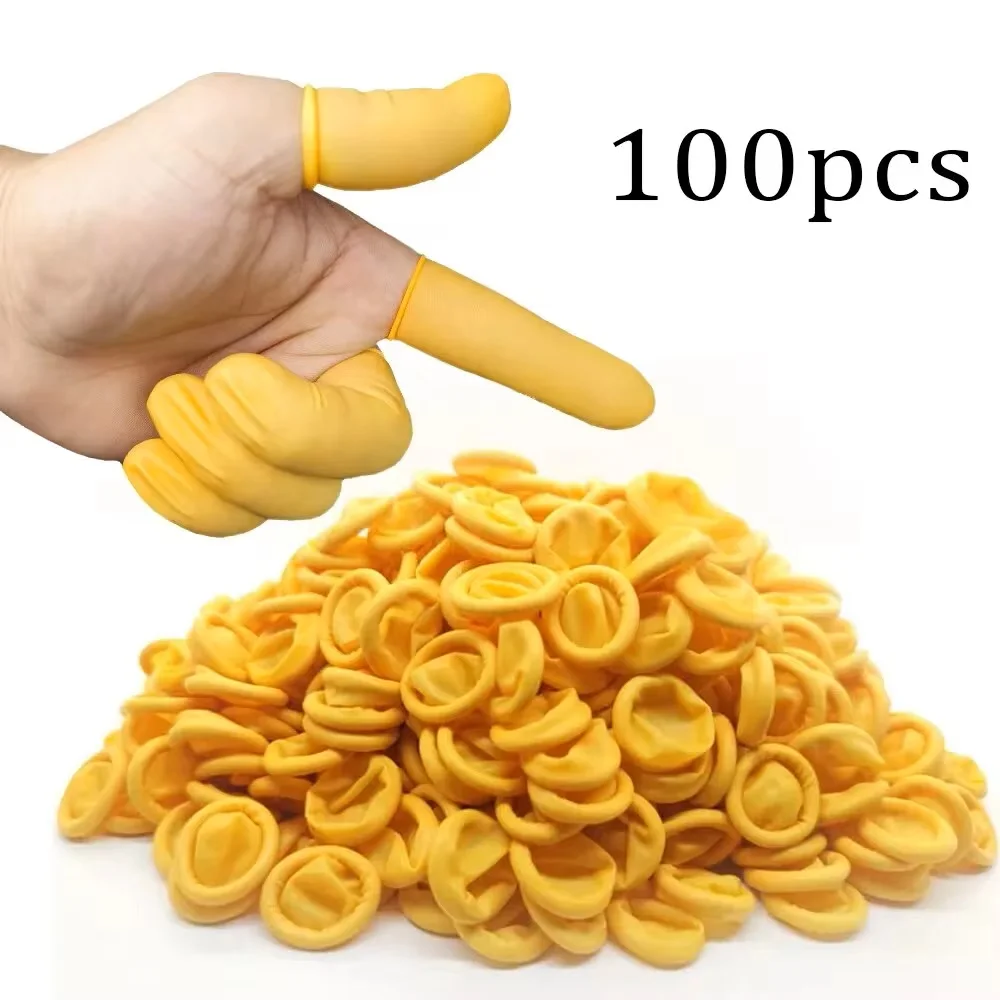 100 Pcs Finger Protectors, Disposable Covers, Latex Anti-Static Tip Rubber Protect Keeping Dressing Dry and Clean