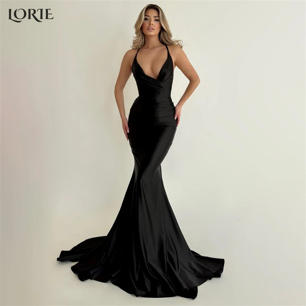 

LORIE Sexy Mermaid Evening Dresses Bodycon Simple V-Neck Backless Pageant Prom Dress Bridesmaid Solid 2023 Celebrity Party Gowns