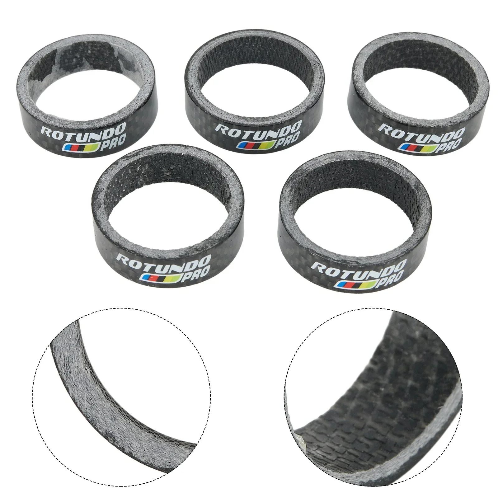 5pcs Mountain Road Bicycle Stem Ring Lightweight Full Carbon Fiber Front Fork Washer Headset Handlebar Ring Cycling Accessories