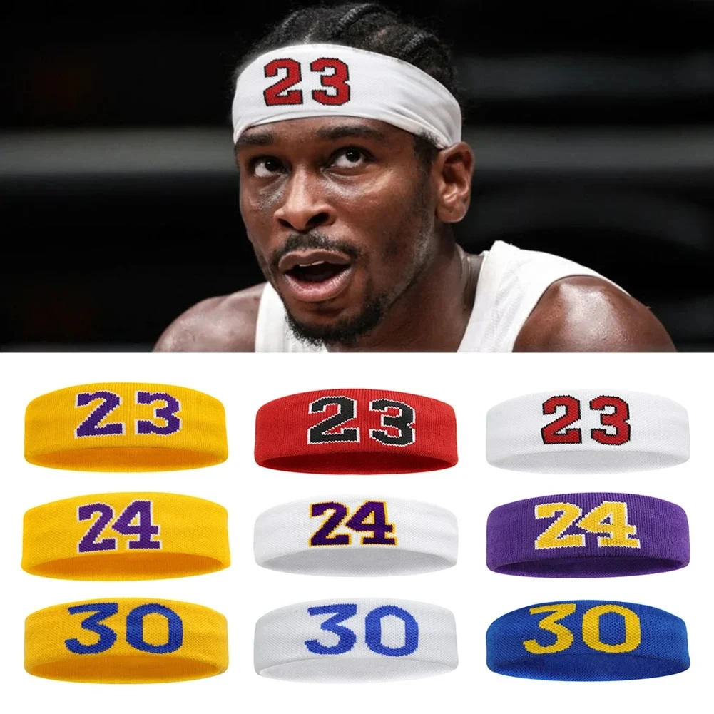 Sport-Stirnband aus Baumwolle, Nummer 24, elastisches Schweißband, Schutz, Basketball, Tennis, Sport, Erwachsene, Kinder, Fitnessstudio, Fitness, Schweiß-Haarband – Detail 4