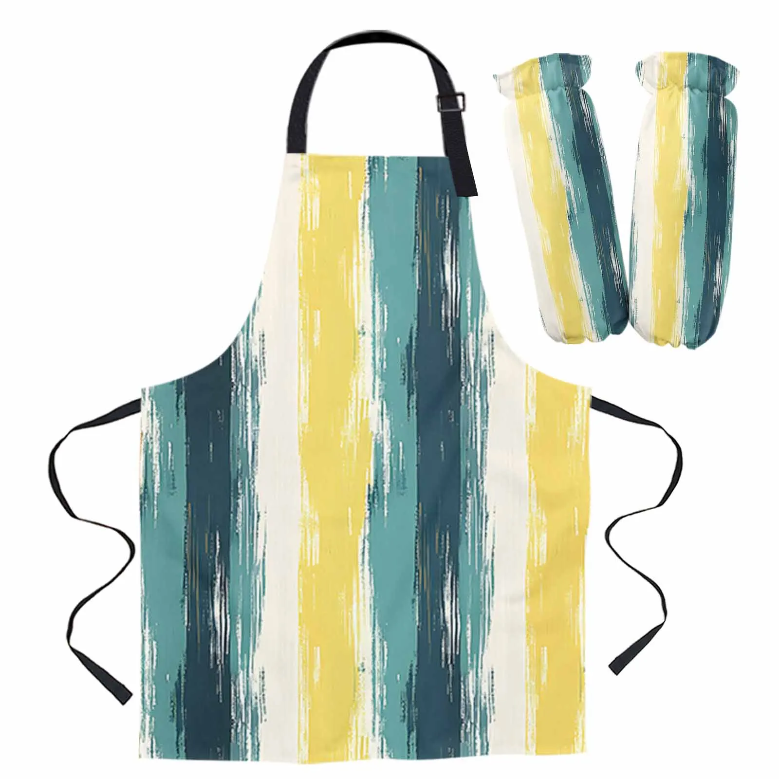 

Абстрактные разноцветные линии, фартук с манжетами, рукавицы для духовки, женские и детские домашние кухонные принадлежности для выпечки, чистки кофе, кухонные аксессуары