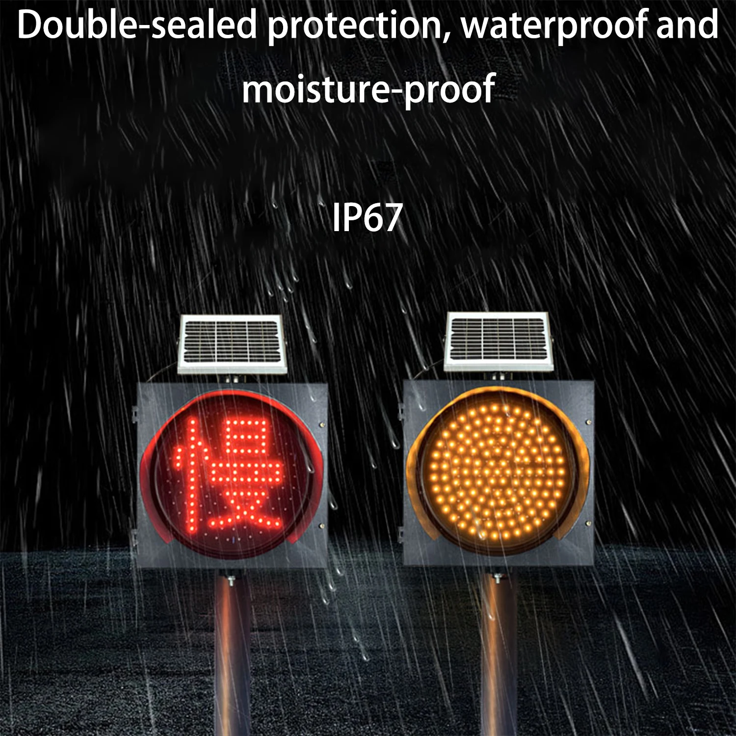 태양광 도로 안전 장비 교통 신호등 200mm 노란색 경고등 주황색 점멸등 자동차 스트로브 경고 LED바