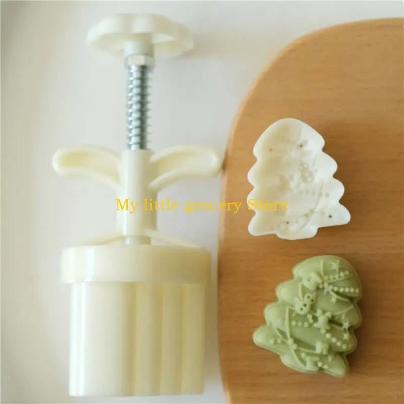 D5BD 30g Plastic Material Mooncake Mold Christmas Series Stamps Moon Cake Moulds
