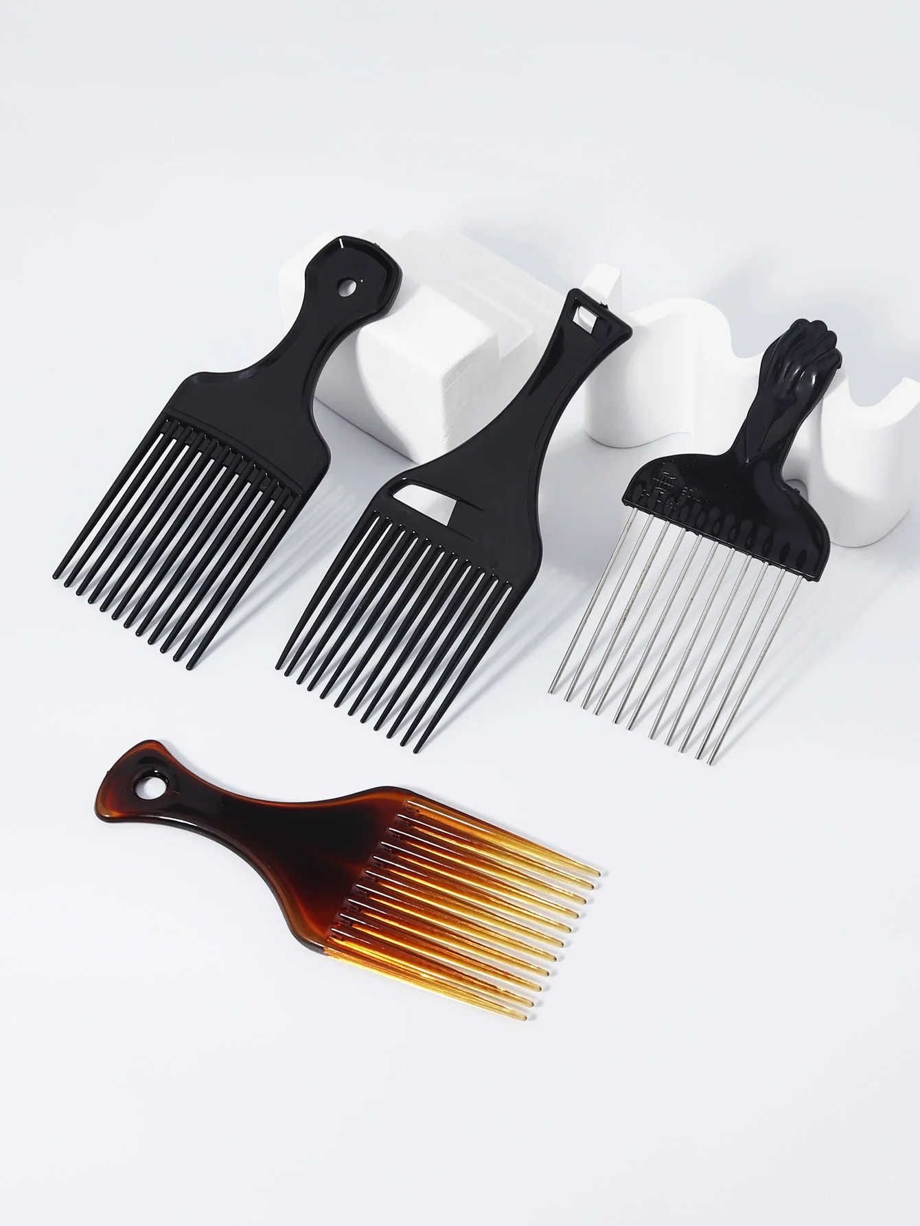 4-teiliges Set afrikanischer Metall-Haarkämme, geeignet für Männer und Frauen, Lockenkämme zum Stylen von lockigem Haar, Haaraccessoires – Detail 2