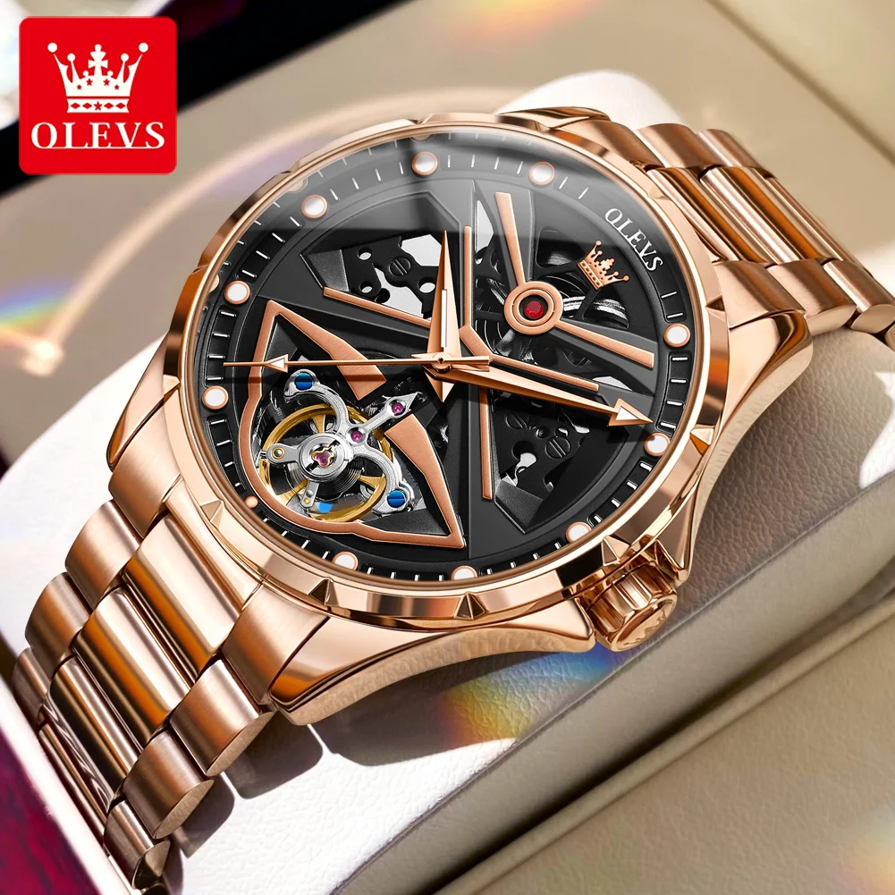 OLEVS  Authentic Brand Watches Fully Automatic men watches Hollowed Fashion Mechanical Watches luxury WATCH Reloj Hombre