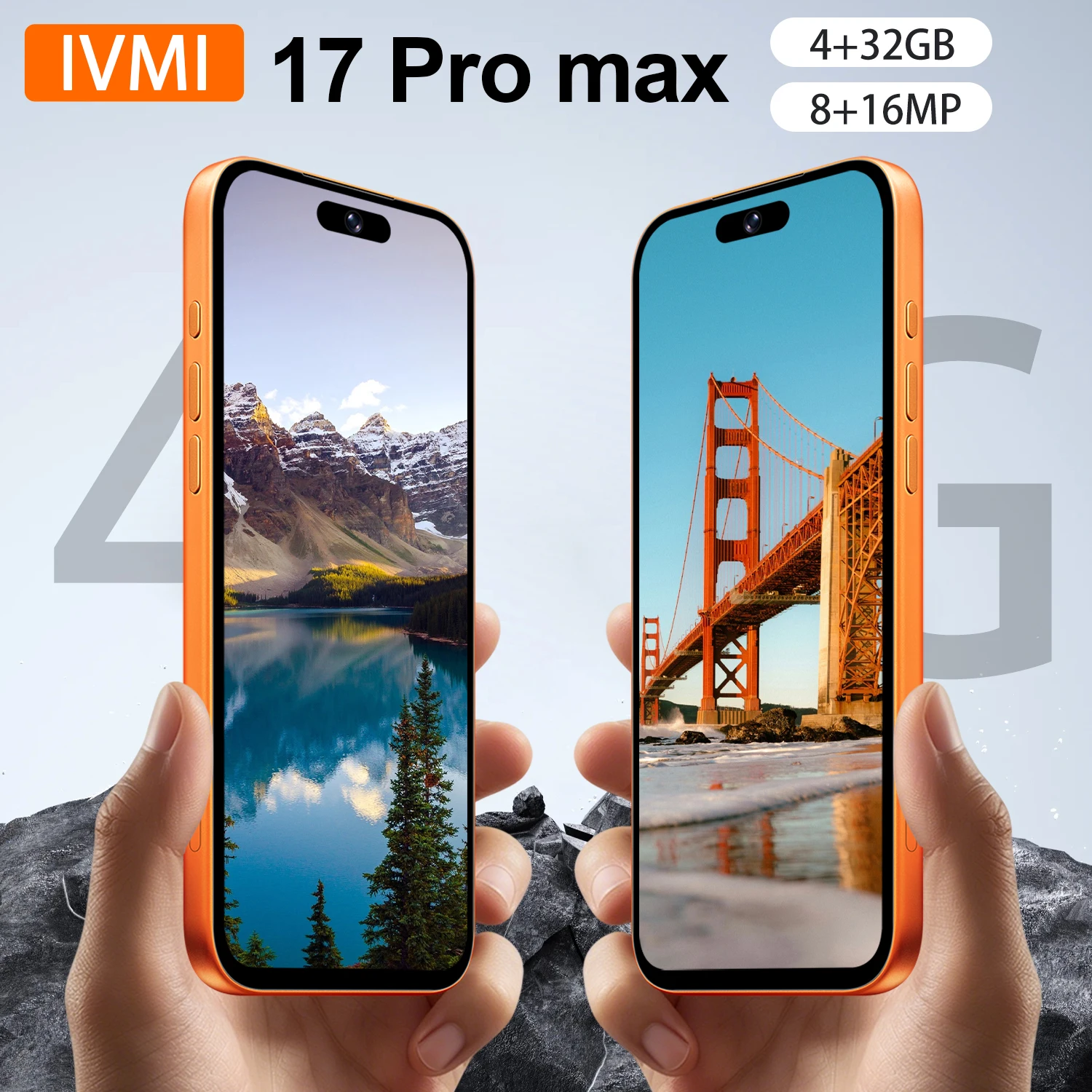 IVMI Global Vision 17Pro Max Smartphone 4G Network Android 32GB ROM Dual SIM Google Play Store 6.7'' Fingerprint Face ID Mobiles