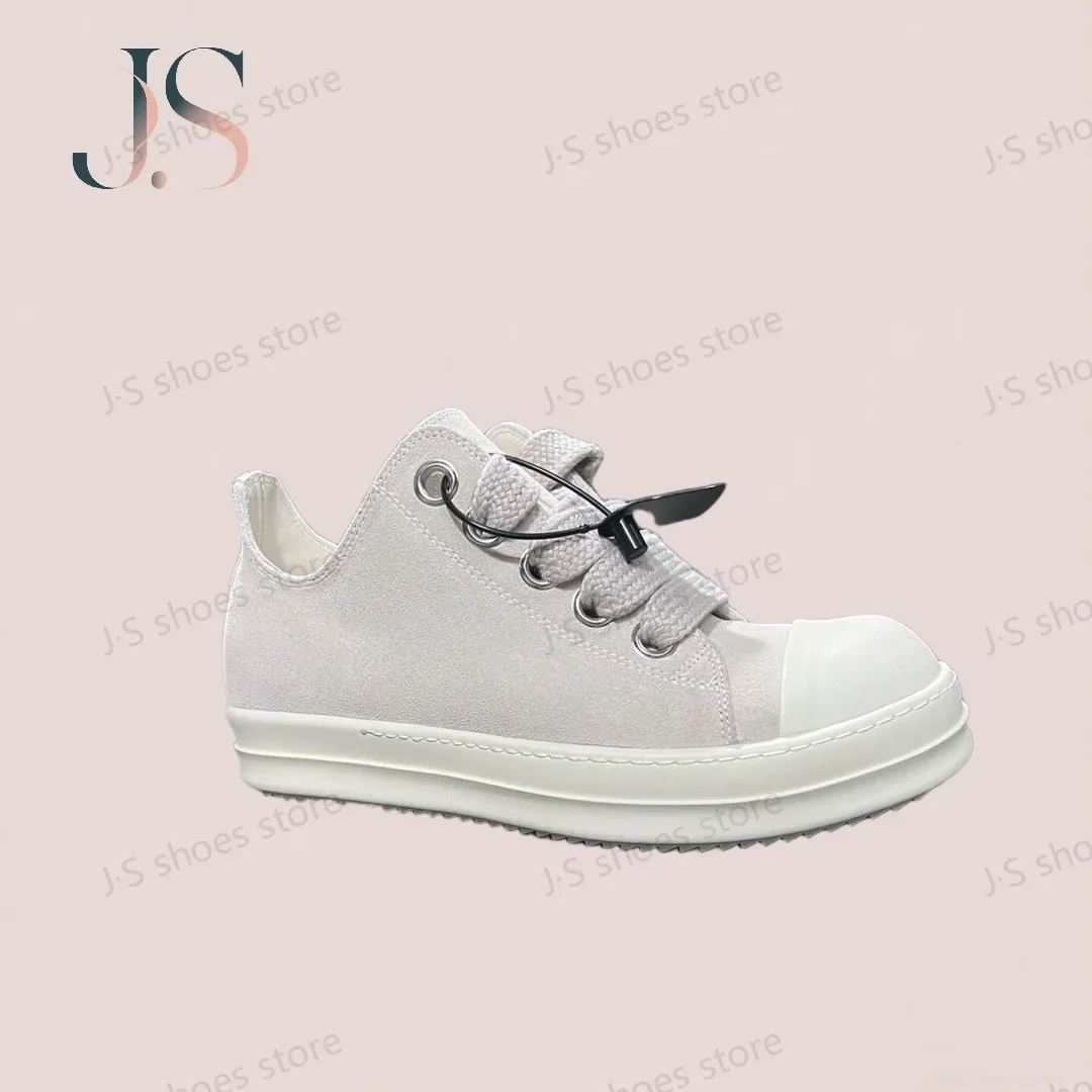 

Ro Designer Men Sneakers Beige Suede Shoe Low Top Casual Shoes Leather Jumbo Laces White Cow Suede Flat Women Sneakers