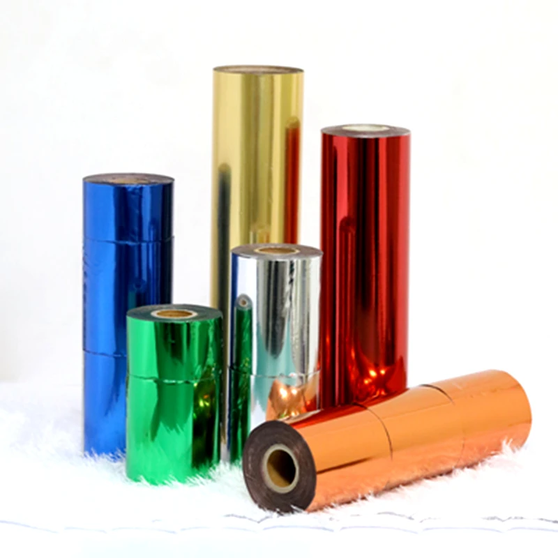 30mmx120m Hot Stamping Foil Gold Rose Silver Laser Black Gold Red Blue Heat Transfer Foil for Napkin PVC Card Emboss