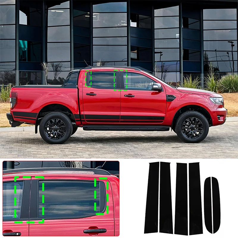 Car Window Center Pillar Decoration Stickers Trim Cover Protection Car Accessories For Ford Ranger Wildtrak T7 T8 2015-2021