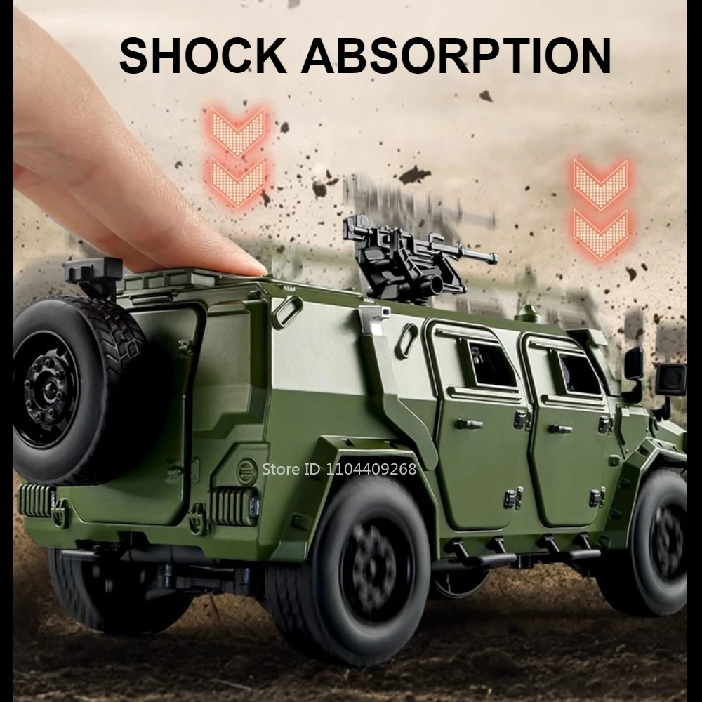Tamaño grande 1:18 Dongfeng Mengshi modelo de coche puertas de juguete cuerpo de aleación abierto neumáticos de goma vehículos militares todoterreno regalos para niños