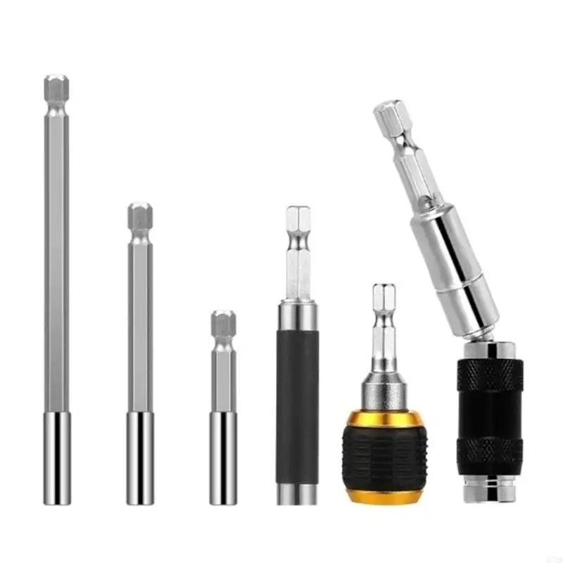 

37MB 6Pcs Drill Extension Bit Holder Bit Holder Rod Chucks Adapter Extender Extension Bit Holder Set Adjustable Screwdriver