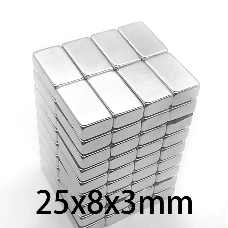 25x8x3mm N35 Strong Square NdFeB Rare Earth Magnet 25*3*3mm Neodymium Magnets 25mm x 3mm x 3mm