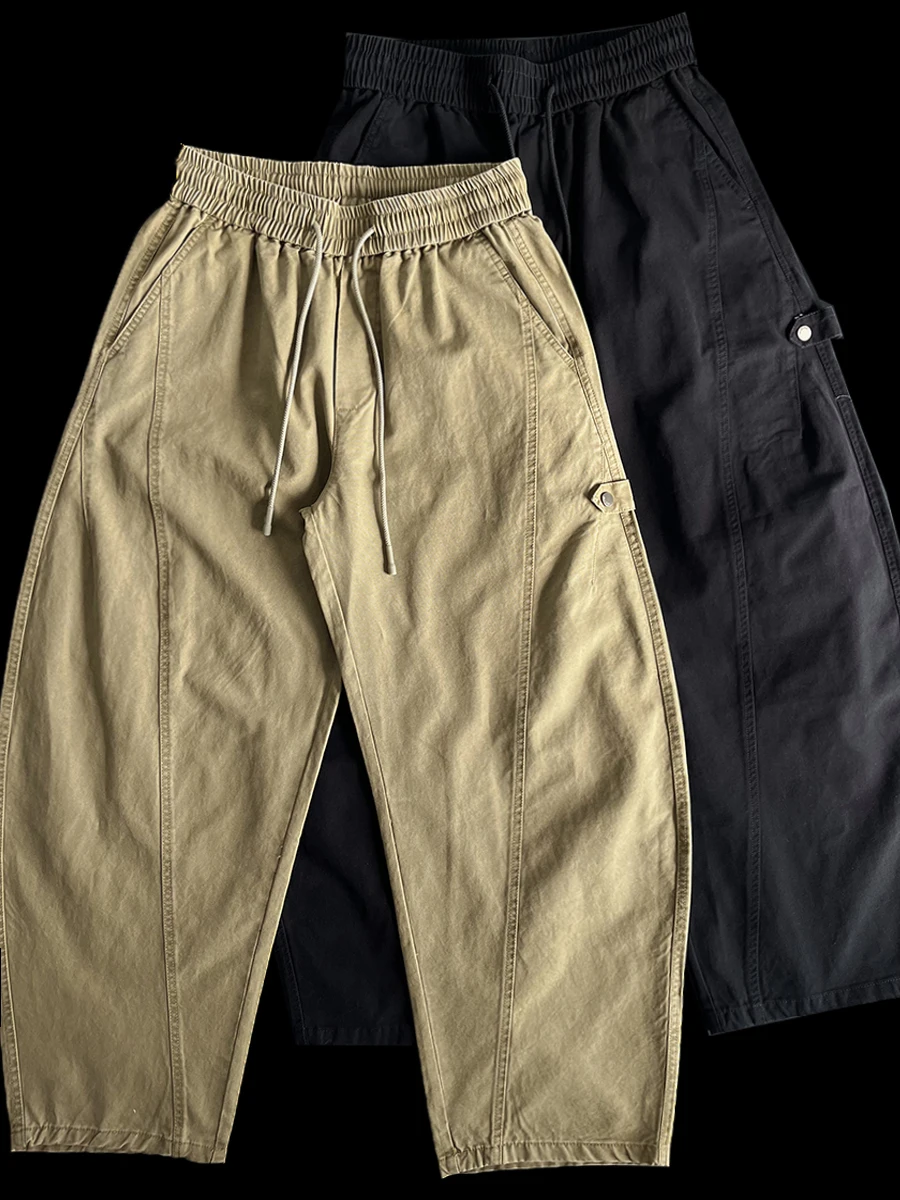 

Retro Cotton Workwear Loose Fit Casual Pants Men's Spring Autumn Heavyweight Knife Loose Comfortable Faionable Long Tr...