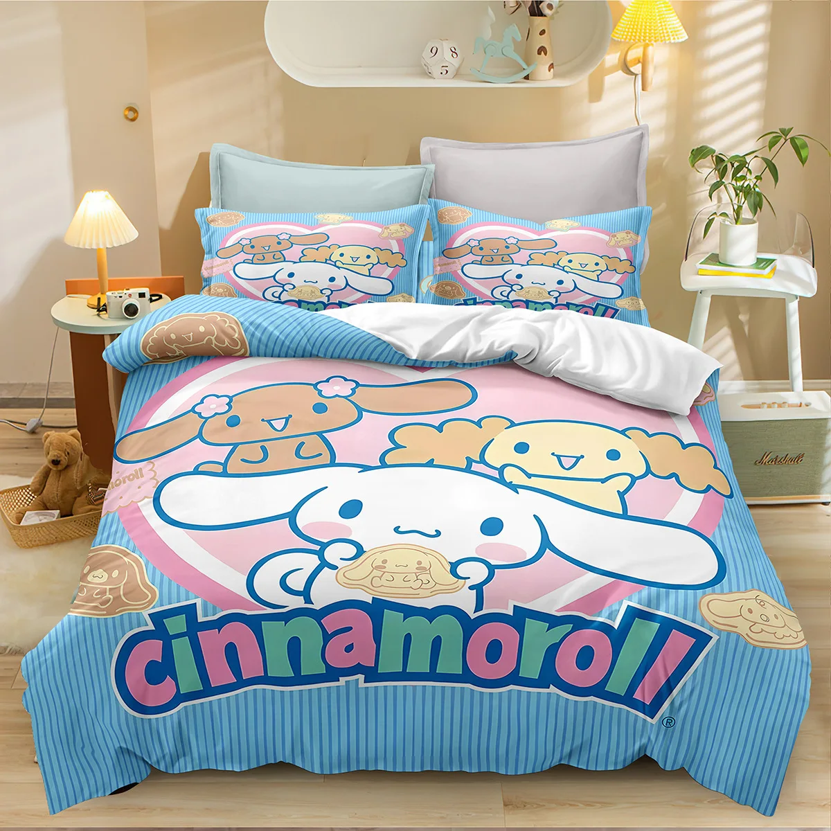 Cartoon Cinnamoroll Bedding Sets Comforter Quilt Bed Cover Duvet Cover Pillow Case 2-3 Pieces Sets for Kids Adult