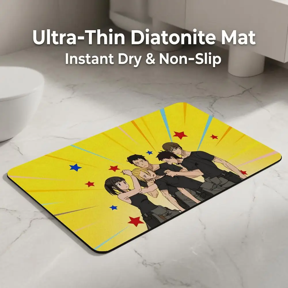 Anime F-Fire F-Force Floor Mat Diatomite Bath Mat, Quick Dry, Absorbent, Multi-Scene Mat