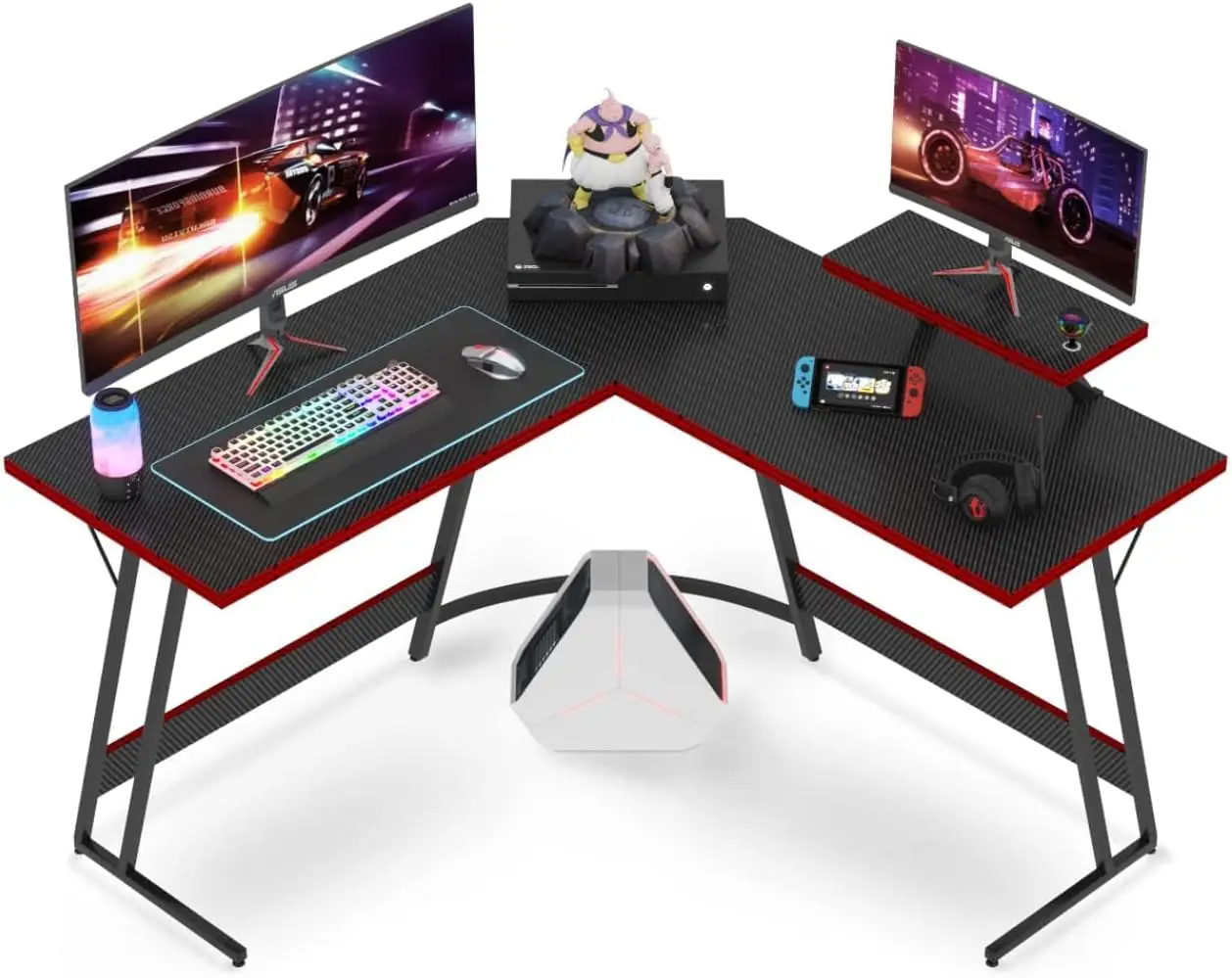 L-Shaped Corner Desk with Monitor Stand 51-inch Gaming Computer Table Home Office & Workstation