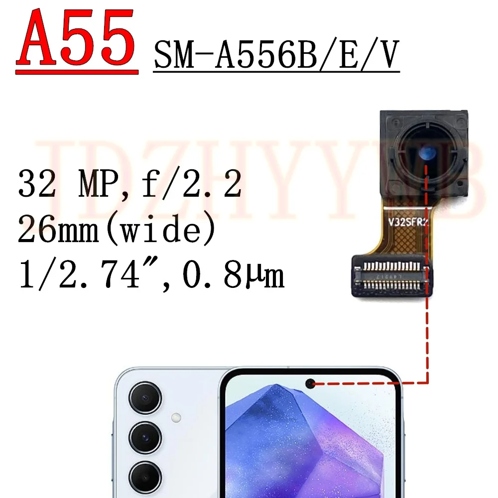 Rear Front Camera For Samsung Galaxy A55 SM-A556 A556B Frontal Selfie Wide Back Facing Main Camera Module Flex Cable Replacement