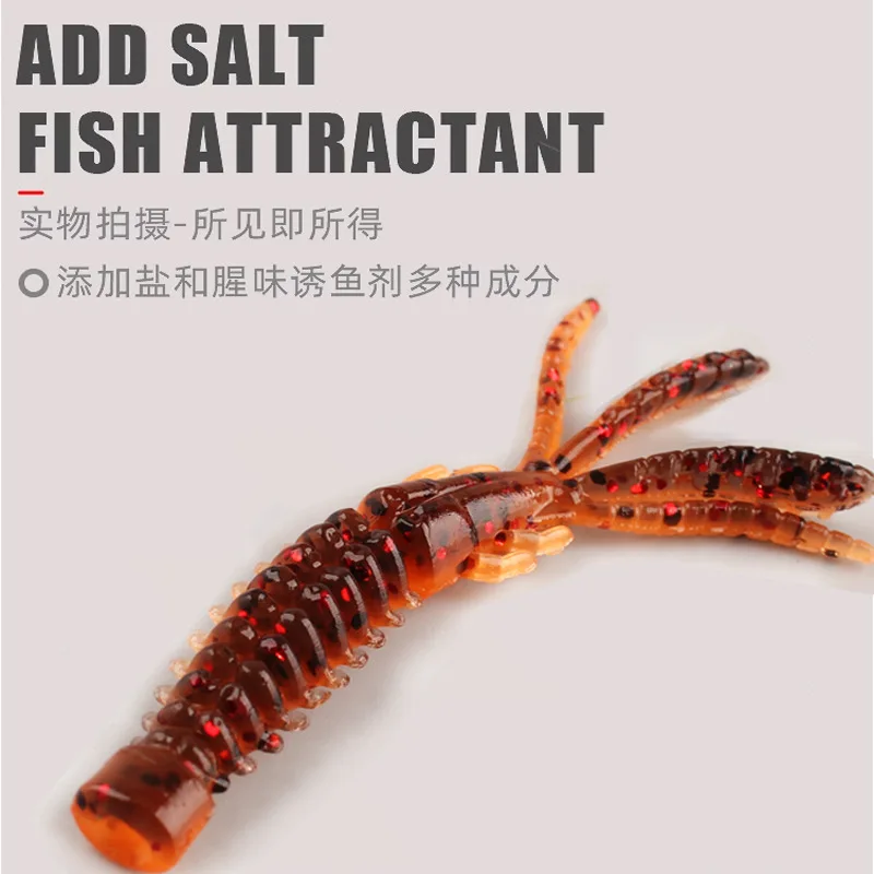 Angeln Köder Float Garnelen Weichen Köder Drop-shot Ned Rig Wurm Künstliche Köder 6 cm 7 cm Fügen Salz fisch Lockstoff Lot 10 Stück Verkauf – Detail 5
