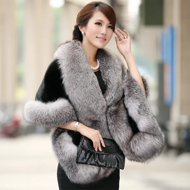 Imitation Fox-Like Fur Jacket for Women, Slim Stitching Short Shawl, Bride Wedding Dresses, Autumn and Winter Fashion, 2023