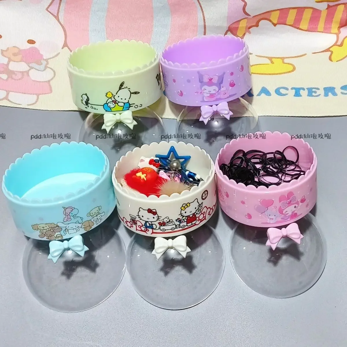 

Sanrio Kawaii Hello Kitty Multifunctional Storage Box My Melody Cinnamoroll Anime Cartoon Dustproof Jewelry Stationery Storages