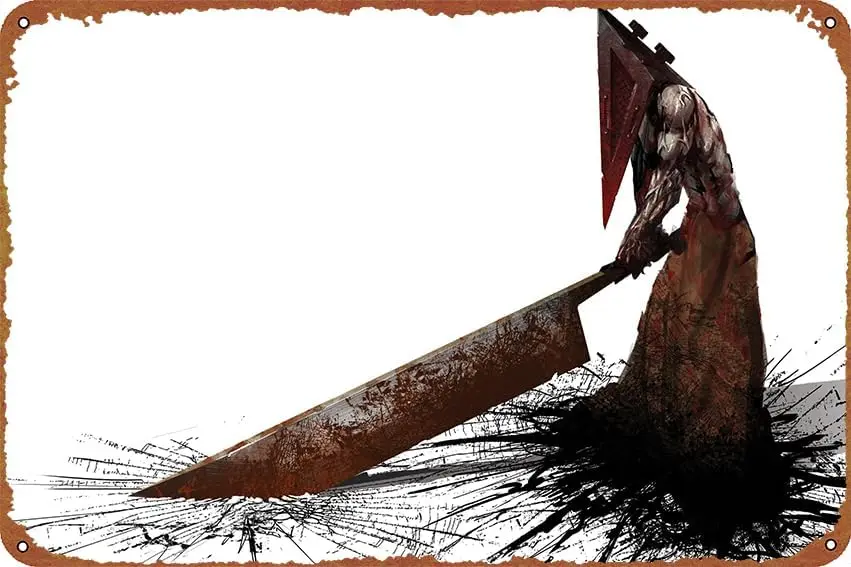 1q ، الهرم رئيس سايلنت هيل الدم لعبة فيديو مضحك تين تسجيل لعبة ملصق خمر علامة معدنية لطيف هدية ريترو الجدة مقهى مخزن Ga #1